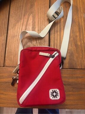 Red Crossbody Sling Bag with White Accents